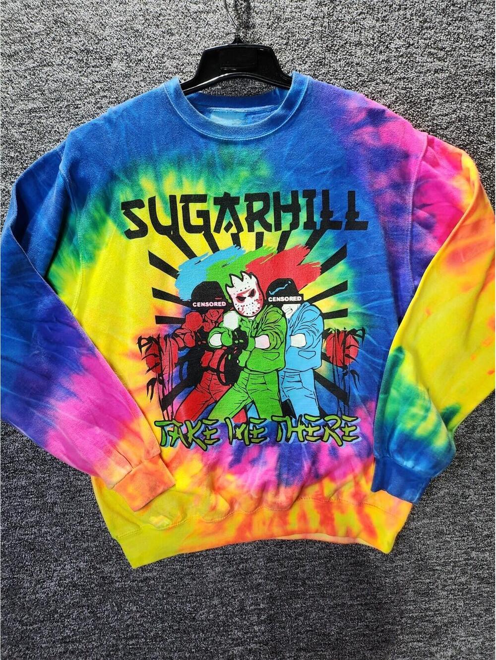 Sugarhill Multicolor Tie-Dye Graphic Crewneck Fleece Pullover Sweatshirt M